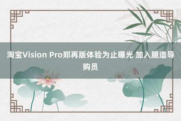 淘宝Vision Pro郑再版体验为止曝光 加入臆造导购员