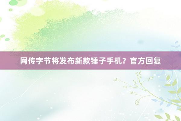 网传字节将发布新款锤子手机？官方回复