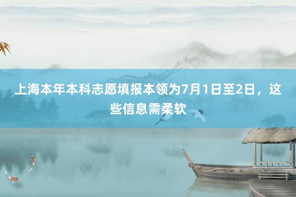 上海本年本科志愿填报本领为7月1日至2日，这些信息需柔软