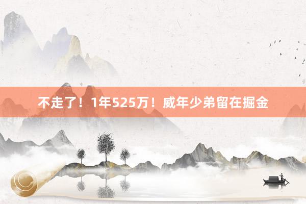 不走了！1年525万！威年少弟留在掘金