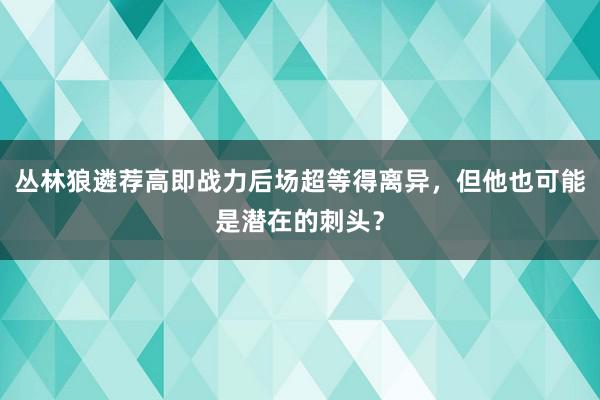 丛林狼遴荐高即战力后场超等得离异，但他也可能是潜在的刺头？