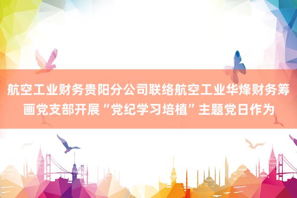 航空工业财务贵阳分公司联络航空工业华烽财务筹画党支部开展“党纪学习培植”主题党日作为