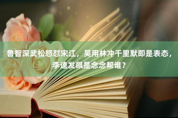 鲁智深武松怒怼宋江，吴用林冲千里默即是表态，李逵发飙是念念帮谁？