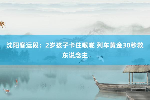 沈阳客运段：2岁孩子卡住喉咙 列车黄金30秒救东说念主