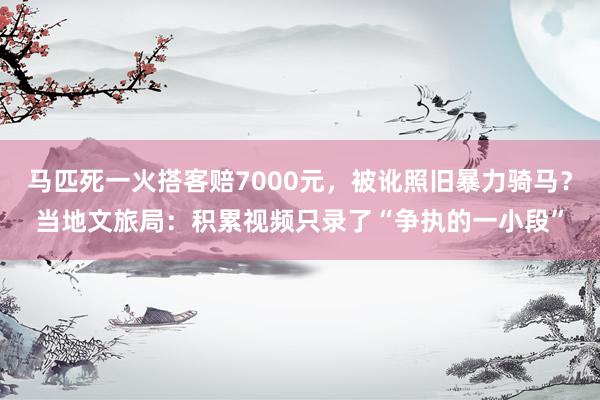 马匹死一火搭客赔7000元，被讹照旧暴力骑马？当地文旅局：积累视频只录了“争执的一小段”