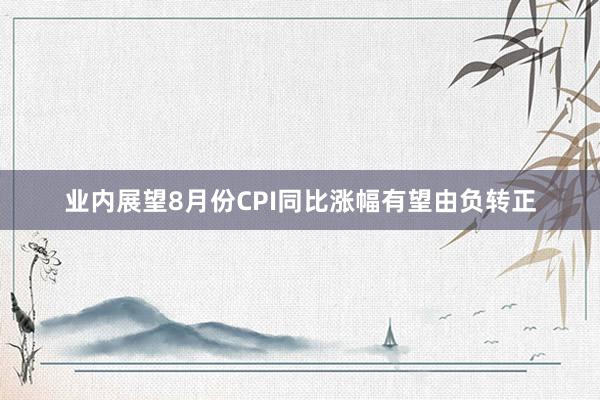 业内展望8月份CPI同比涨幅有望由负转正