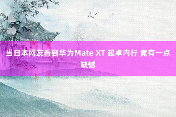 当日本网友看到华为Mate XT 超卓内行 竟有一点缺憾